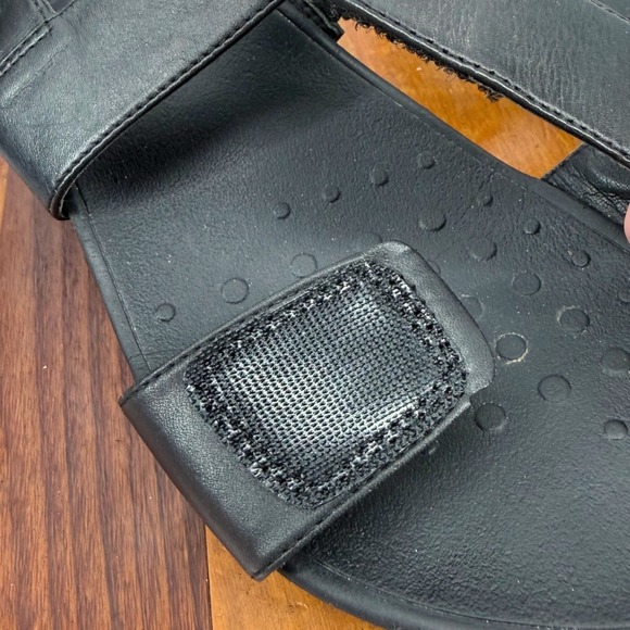 Vionic Lovell Wedge Platform Sandal Size 9 Black Leather Orthotic Comfort Buckle - Picture 10 of 13